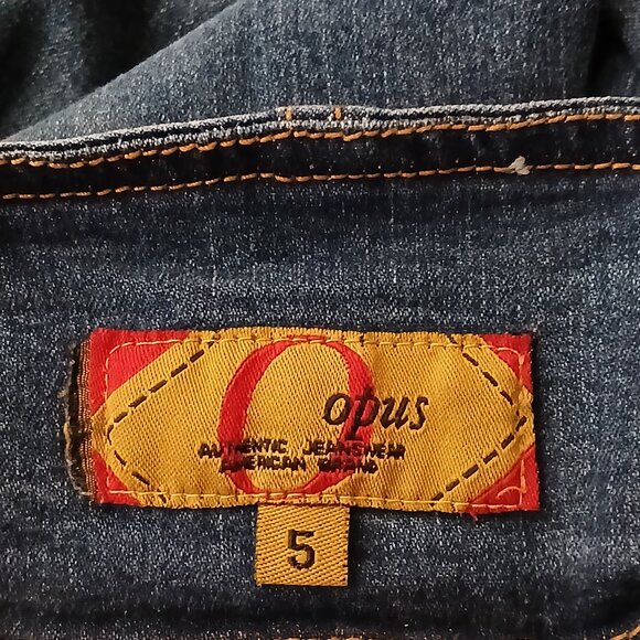 Opus Jeans Size 5 Flare Leg Low Rise Patch Pocket Seamed Blue Denim Stretch VTG - Picture 7 of 9